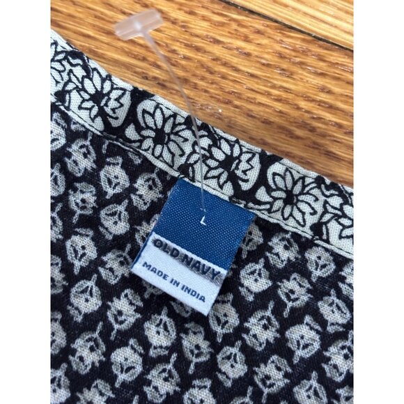 Old Navy Womens Shirt Dress Sz L Black White Floral Puff Sleeve Long Sleeve - Picture 4 of 6